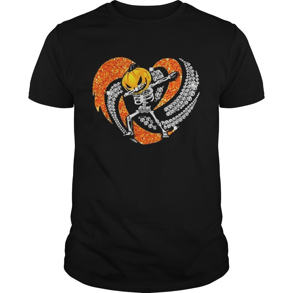 Jack Skellington Pumpkin Dabbing Heart Bling Halloween Shirt